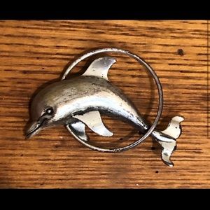 Vintage Beau Sterling Dolphin Jumping Brooch
